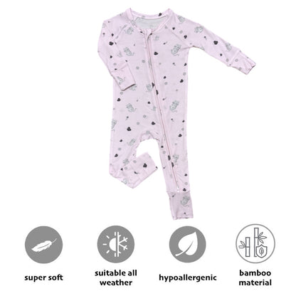 baby bamboo zipper sleepsuit newborn soft sleepwear with cat design