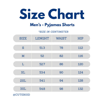 size chart for men bamboo pyjamas shorts
