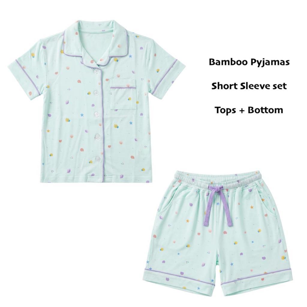 women bamboo pyjamas short sleeve set with Little Lagoon design
