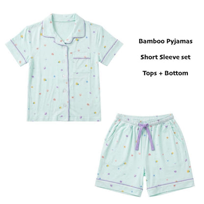 women bamboo pyjamas short sleeve set with Little Lagoon design