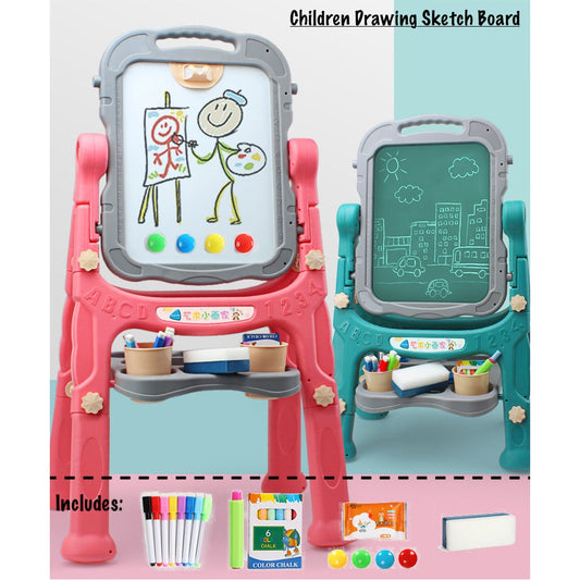 Children Multifunction Easel Drawing Board Adjustable Kids Blackboard and Whiteboard for Sketching